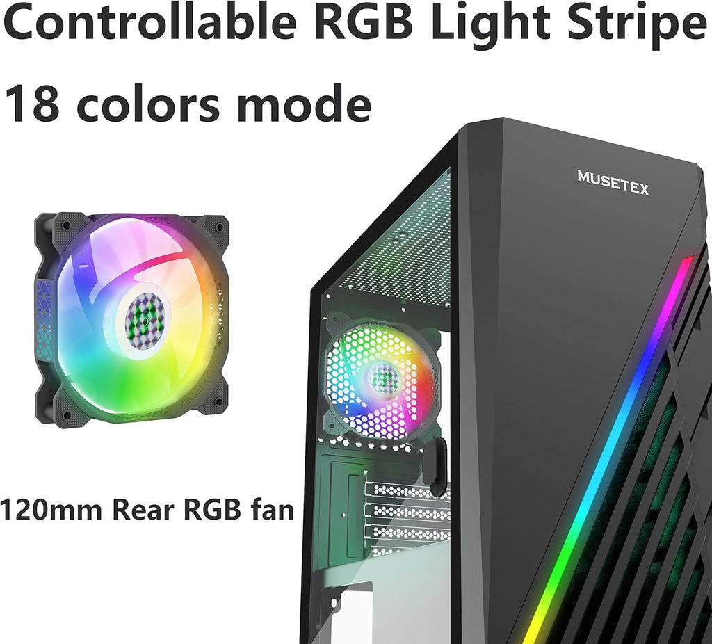 Black Micro-ATX Mid Tower PC Case with Tempered Glass, Pack of 2 X3907