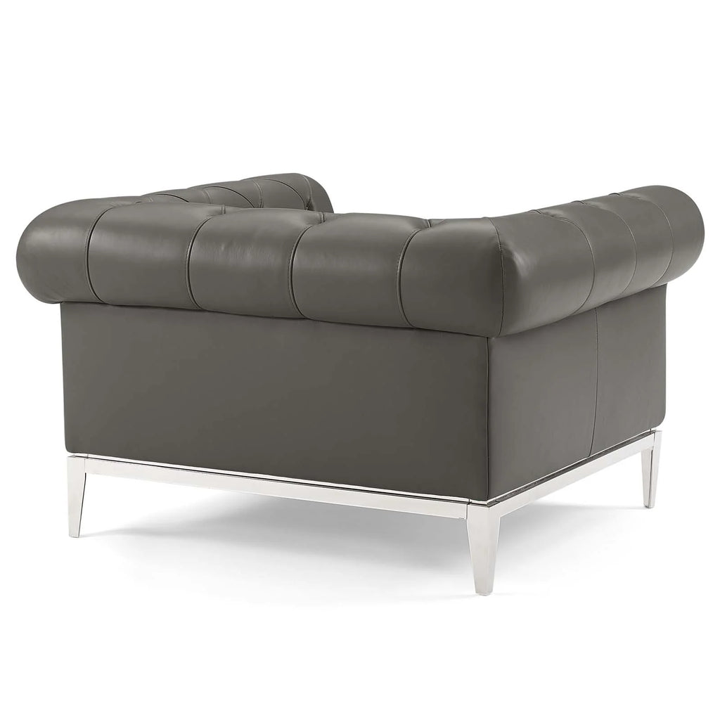 Tufted Upholstered Leather 3 Piece Set in Gray L56950