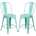 Mint Green Metal Counter-Height Stool 4 Stools E682299