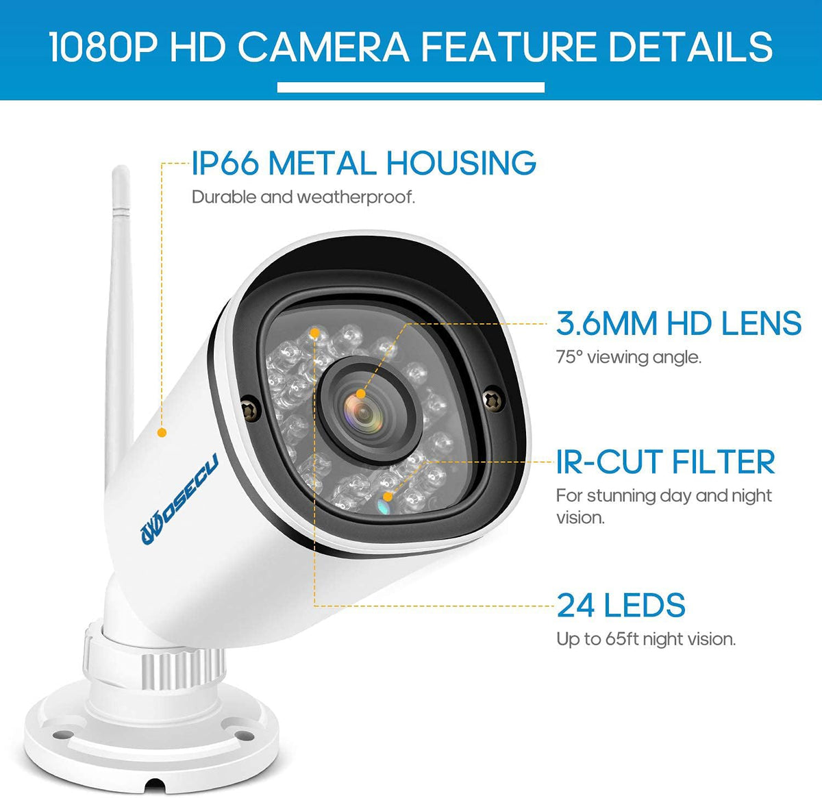 8CH Wireless Security Camera System 4PCS 1080p Outdoor WiFi Surveillance Camera with Night Vision C307813
