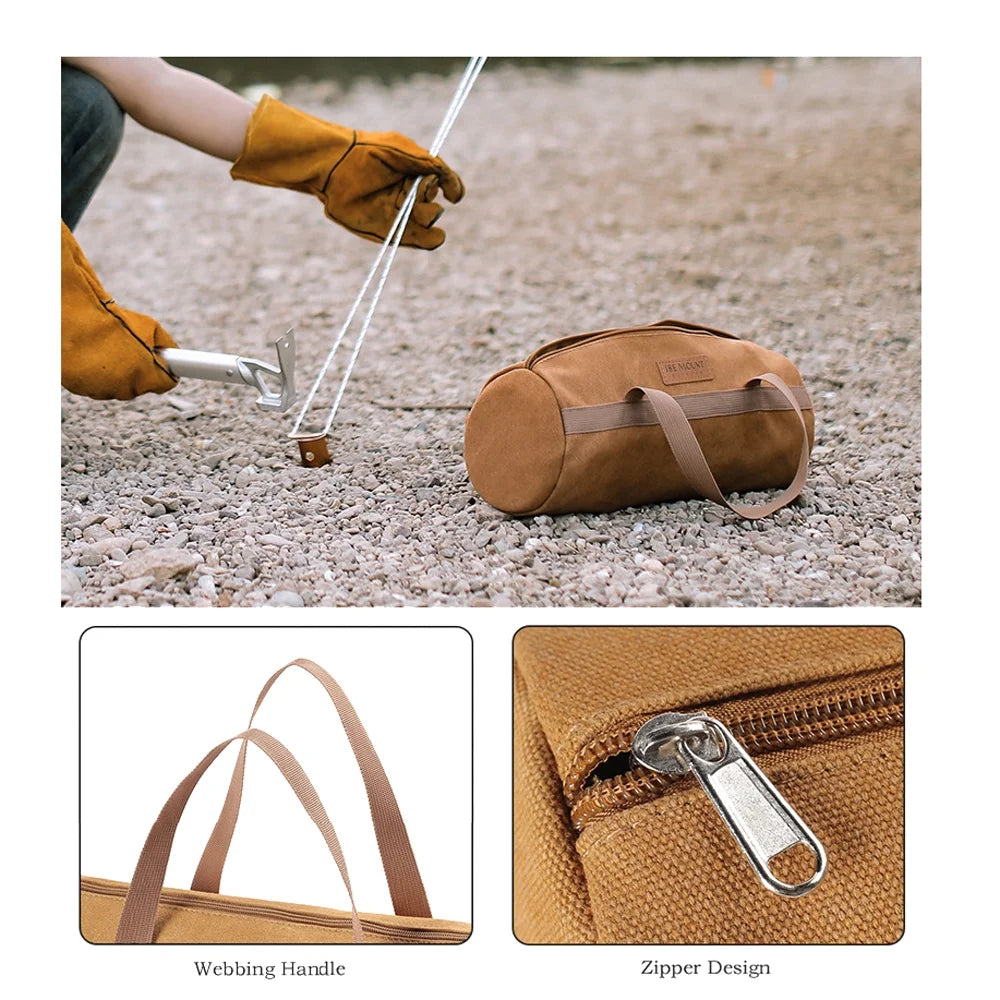 Khaki Canvas Tent Ground Nail Storage Bag M96461