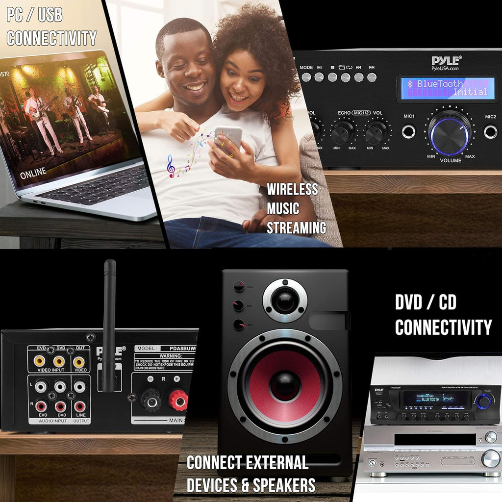 200W Dual Channel Karaoke Speaker Receiver with USB, AUX, Microphone, Echo, Radio, RCA T566017