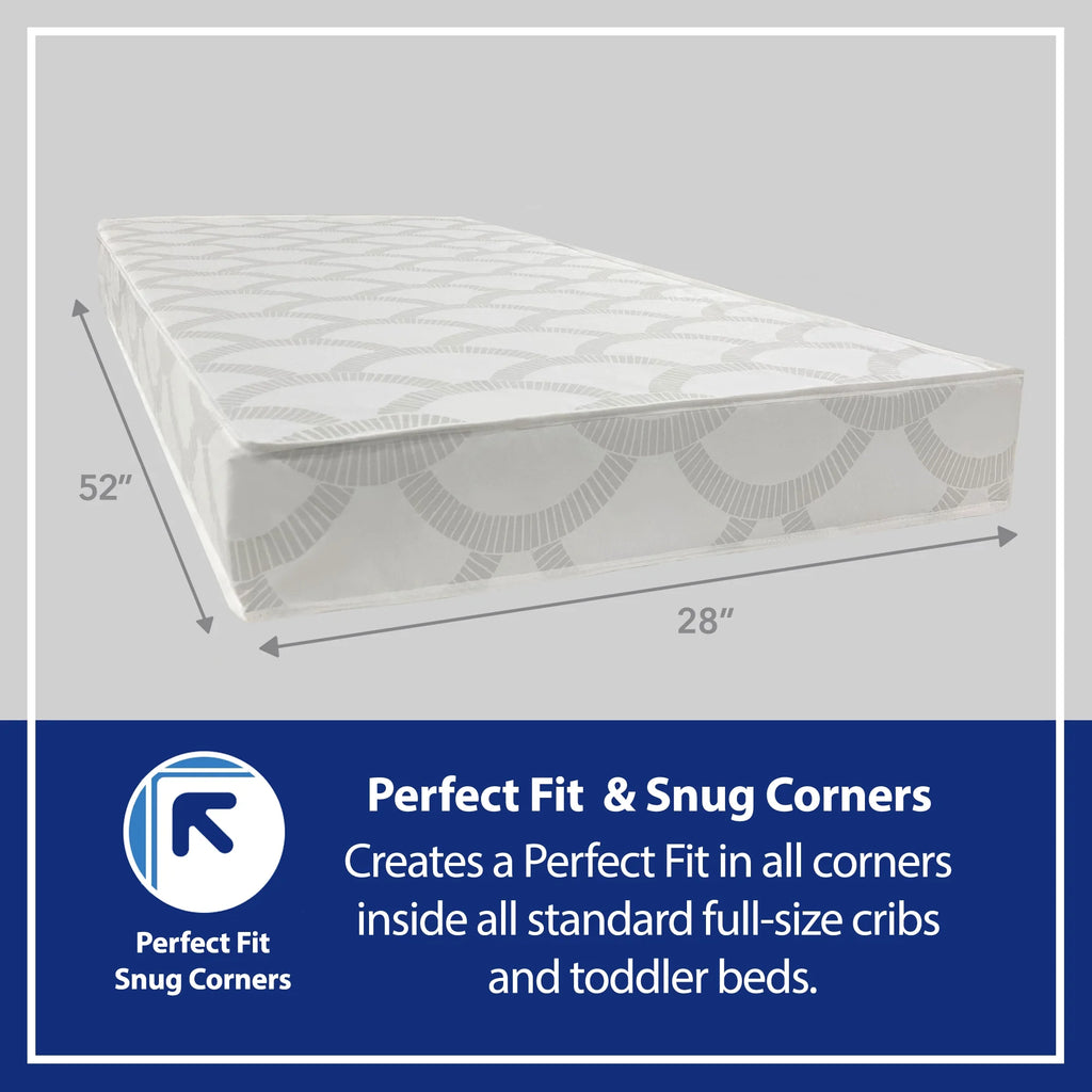 White/Grey Waterproof Extra Firm Baby Crib and Toddler Mattress P794