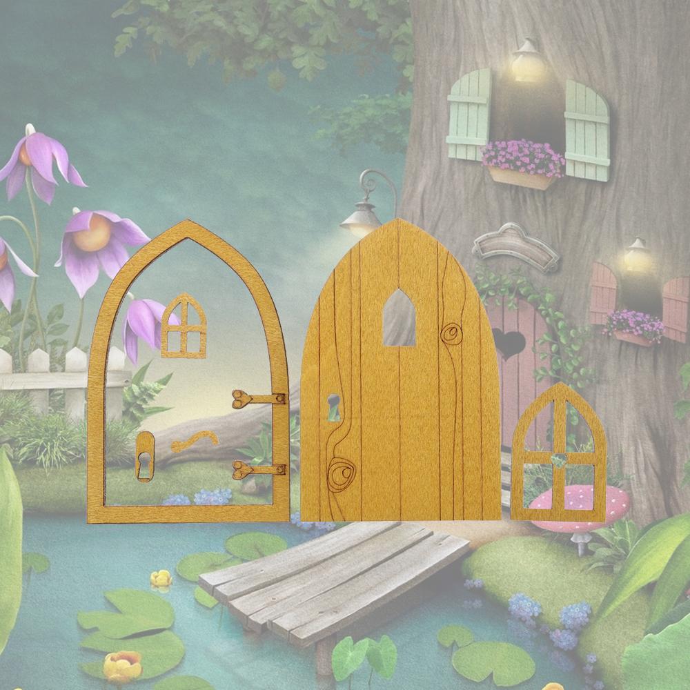 Miniature Fairy Elf Door Dollhouse Wooden Craft Kit N91652