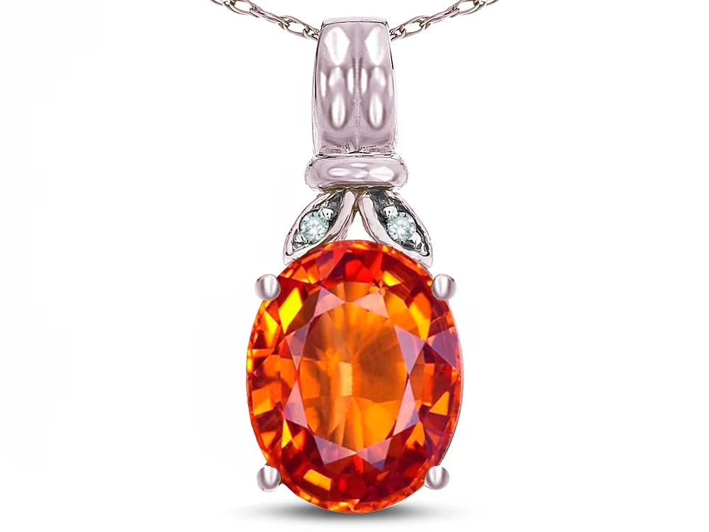 Oval 10x8 Simulated Orange Fire Opal Pendant Necklace R5533