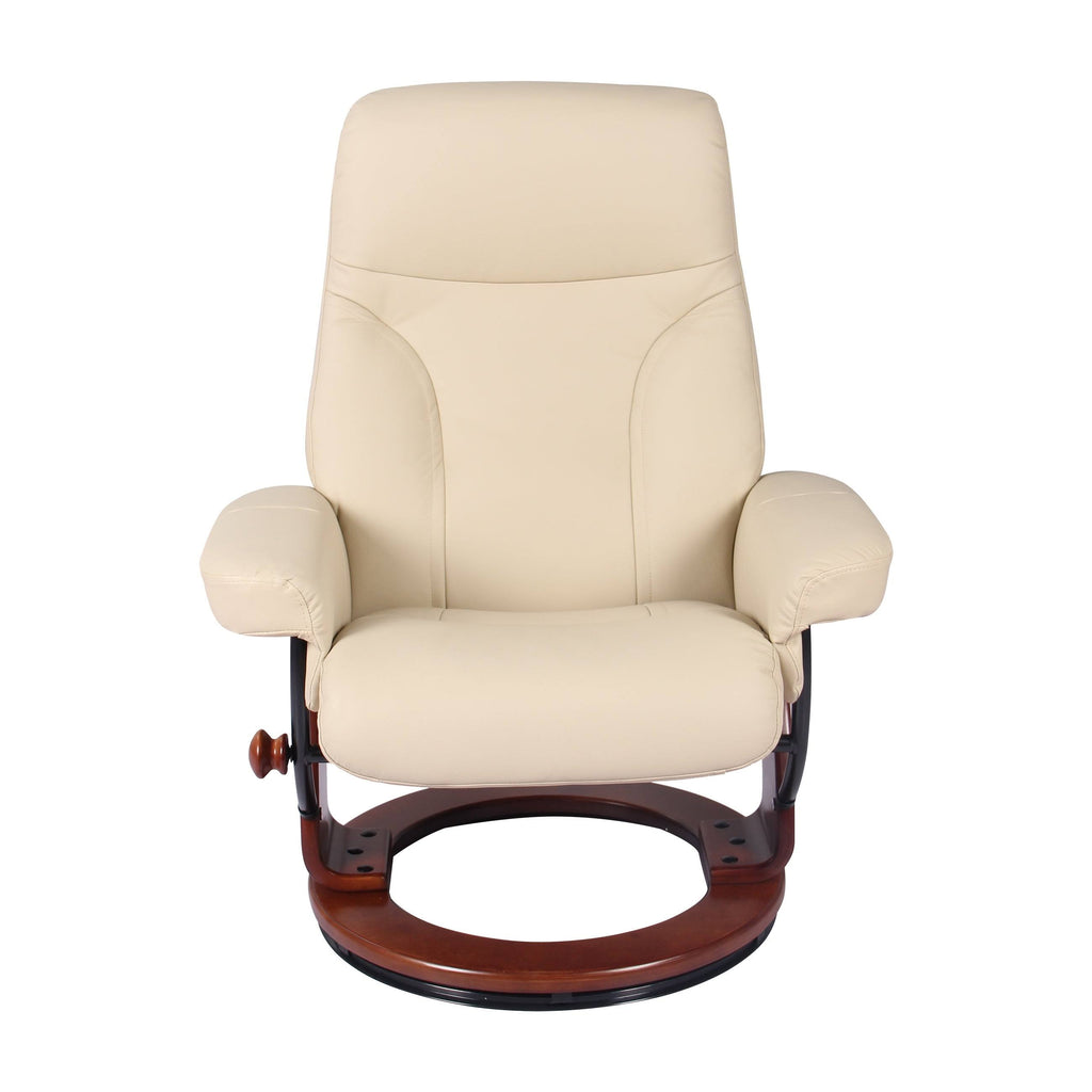 Taupe Leather Recliner and Ottoman R197075