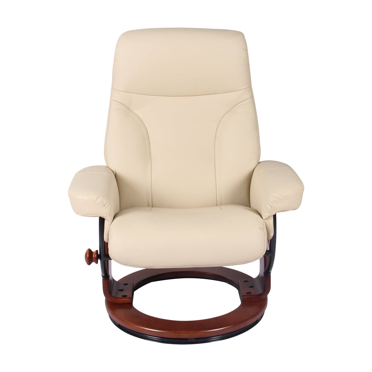 Taupe Leather Recliner and Ottoman R197075
