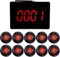 Wireless Calling System with 10 PCS Waterproof Call Buttons and 1 PC Display Receiver I544