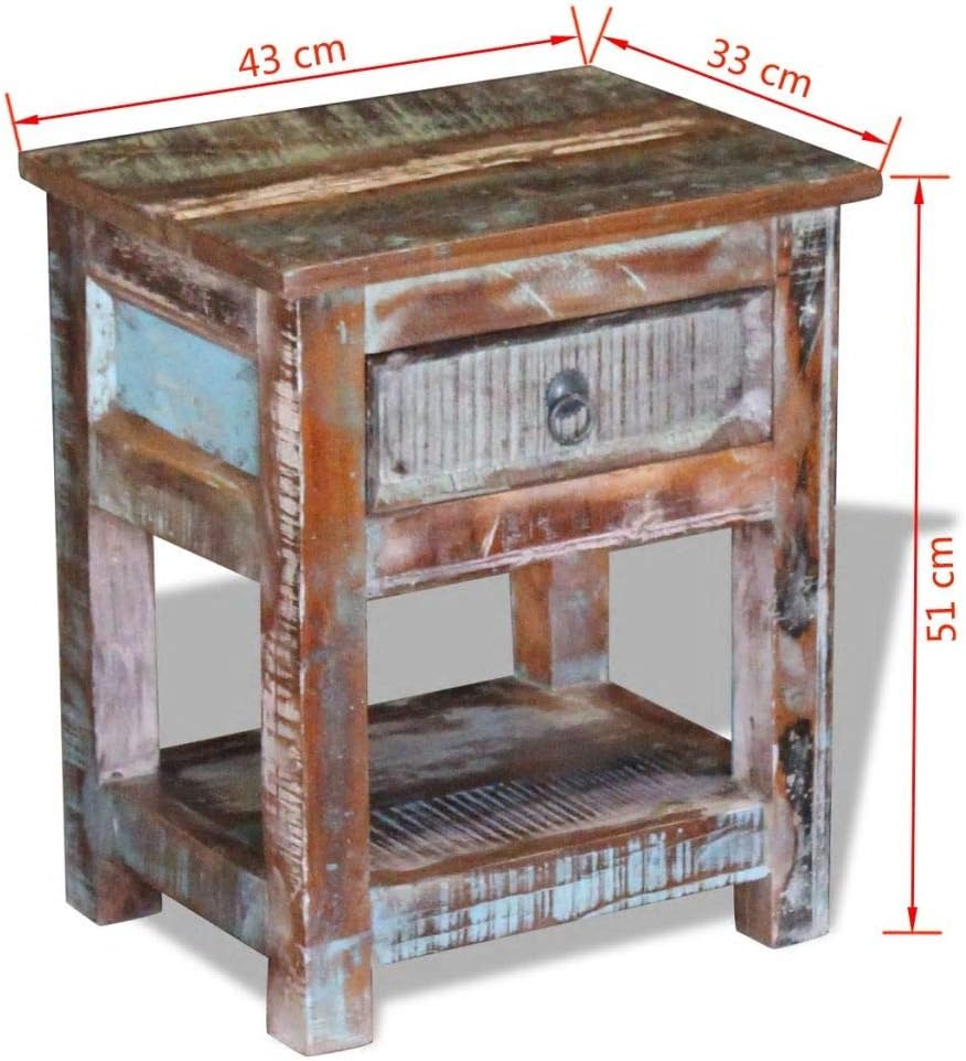 Solid Reclaimed Wood Side End Table with 1 Drawer V567700