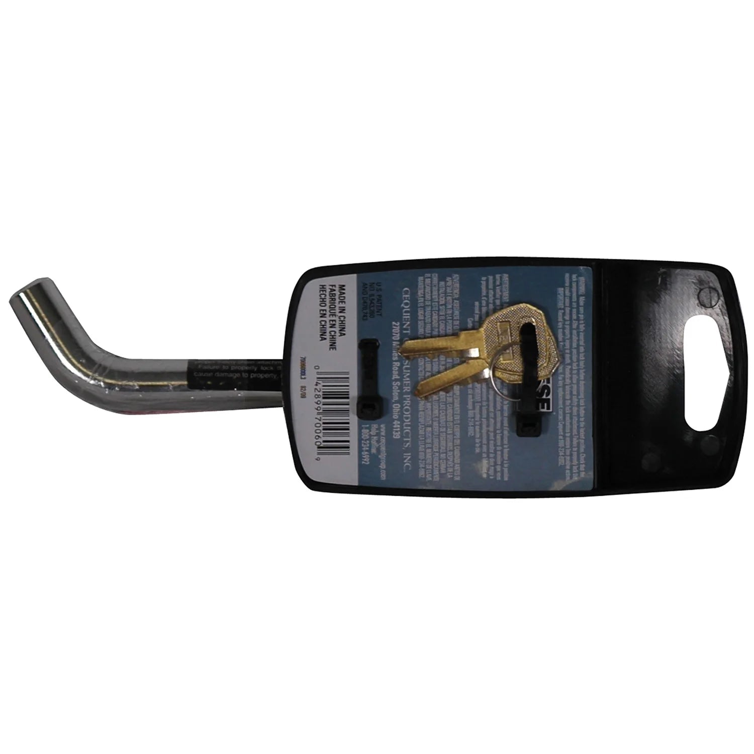 Trailer Hitch Lock, Bent Pin, Chrome B885