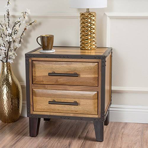 Natural Stained Acacia Wood Two Drawer Night Stand G2360