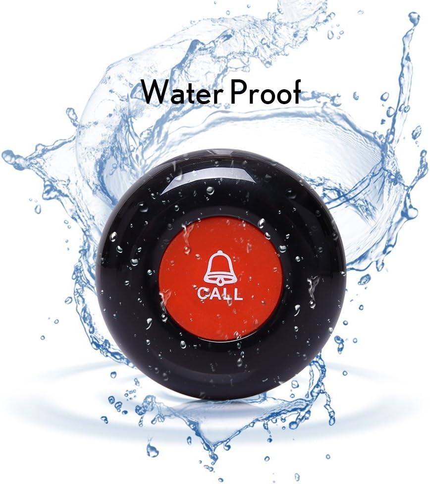 Wireless Calling System with 10 PCS Waterproof Call Buttons and 1 PC Display Receiver I544