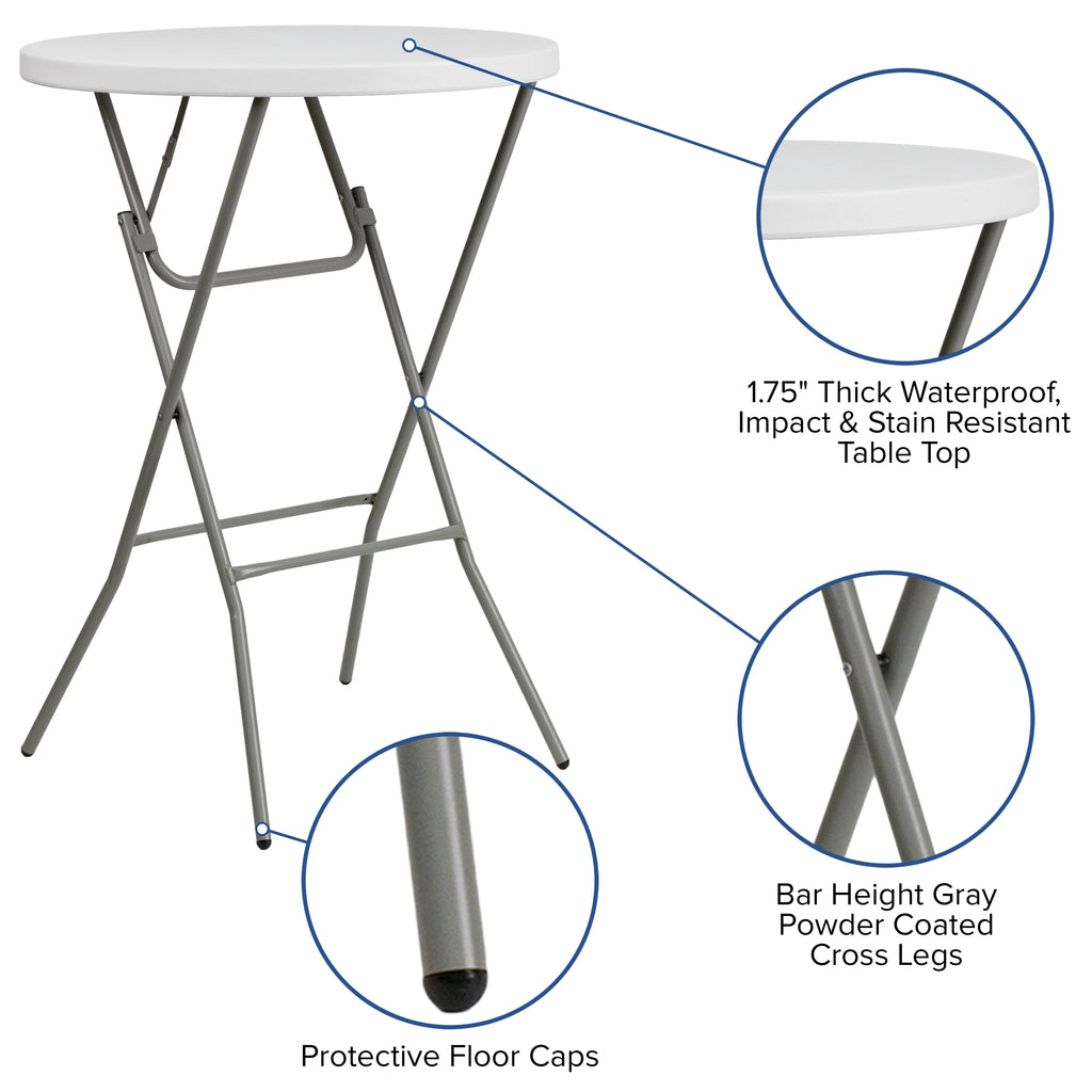 2.6-Foot Round Granite White Plastic Folding Table F387