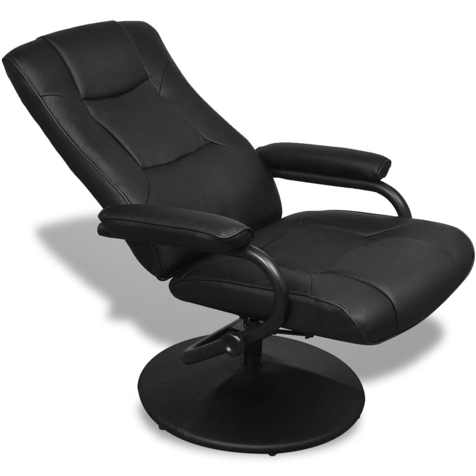Black Faux Leather Swivel Recliner with Ottoman O7016
