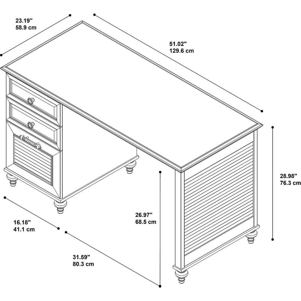 51x22 Desk with File Cabinet, Coastal Cherry W99346
