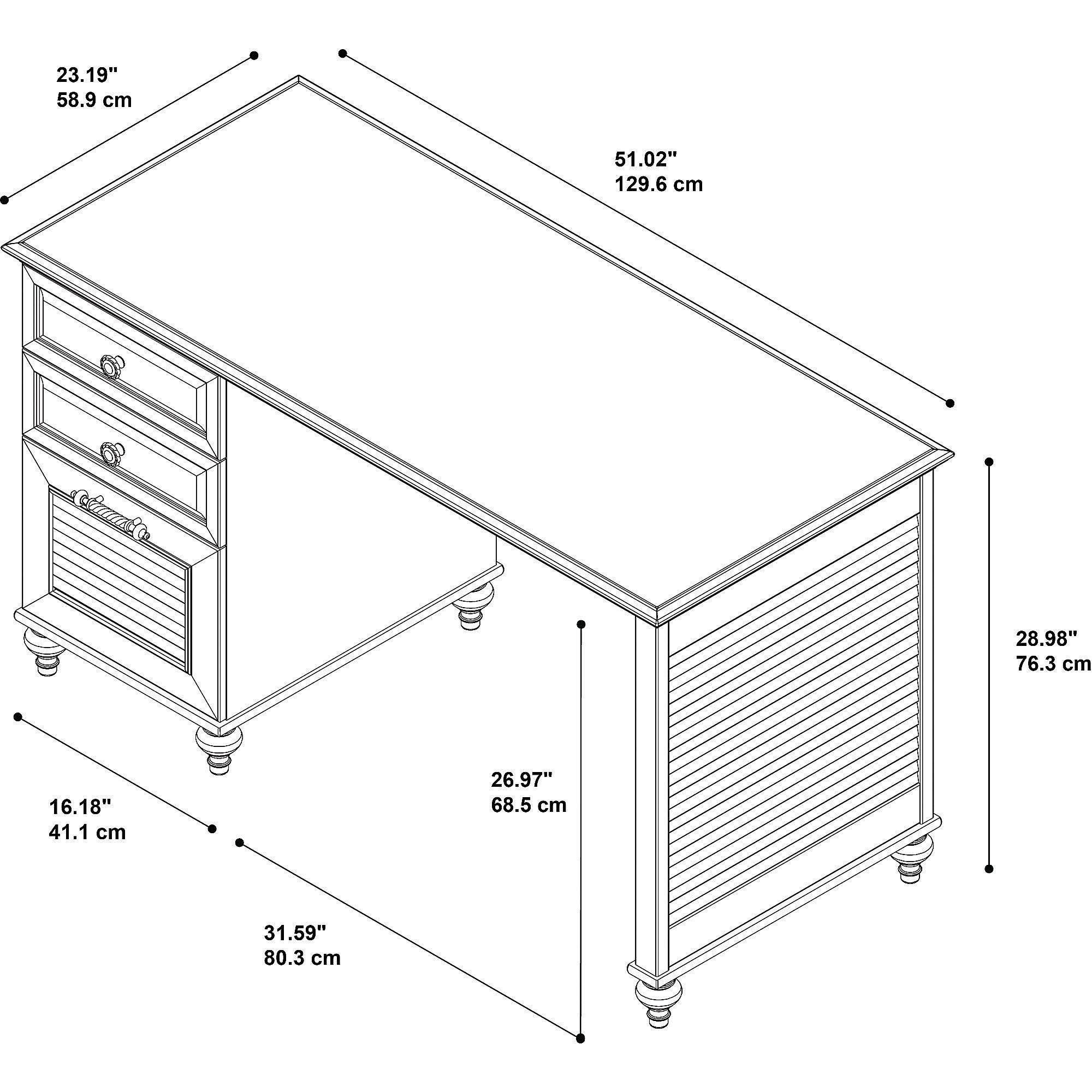 51x22 Desk with File Cabinet, Coastal Cherry W99346