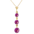 14k Solid Yellow Gold Purple Amethyst Drop Pendant Necklace R38705