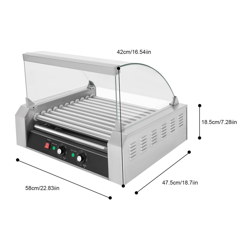 30 Hot Dog Roller Warmer Grill Cooker Machine with Bun Warmer Drawer W15396