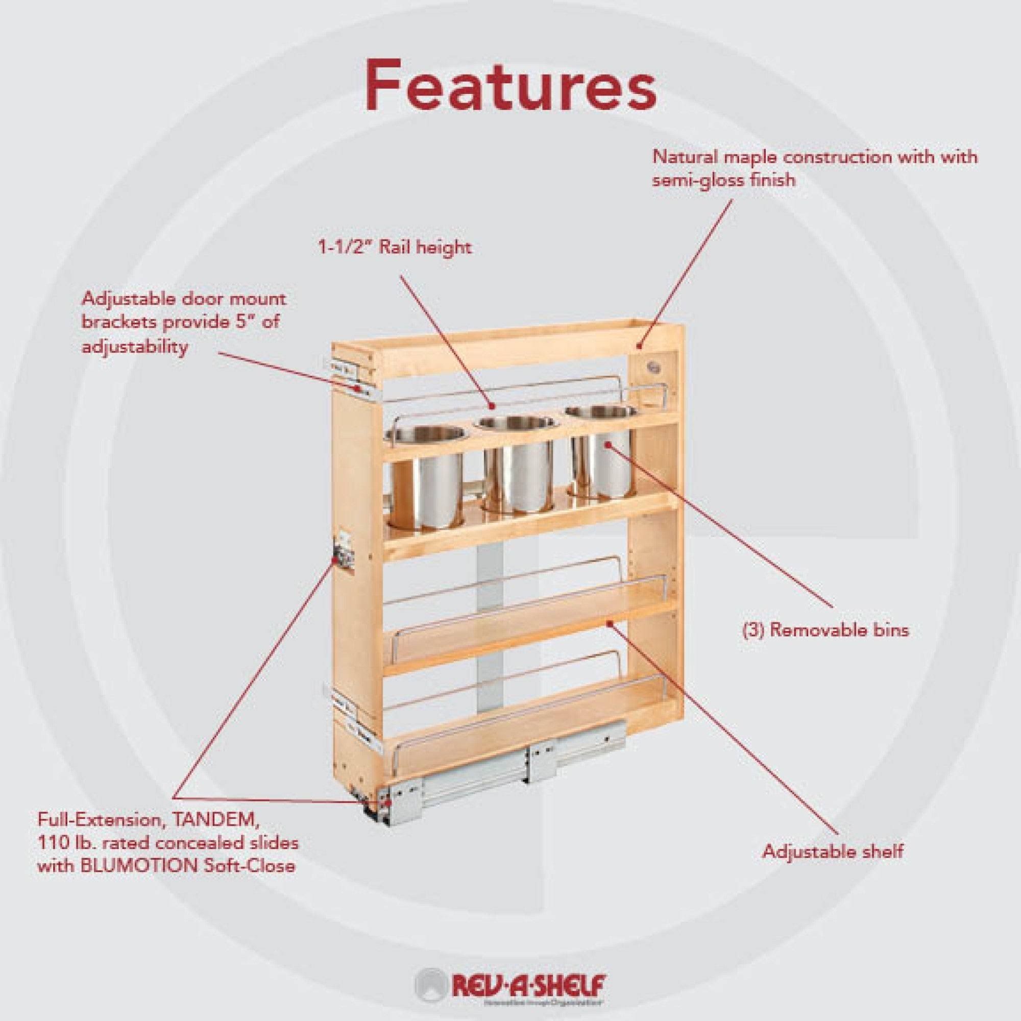 6.25 in Base Cabinet Organizer with 3 Utensil Bins W17865