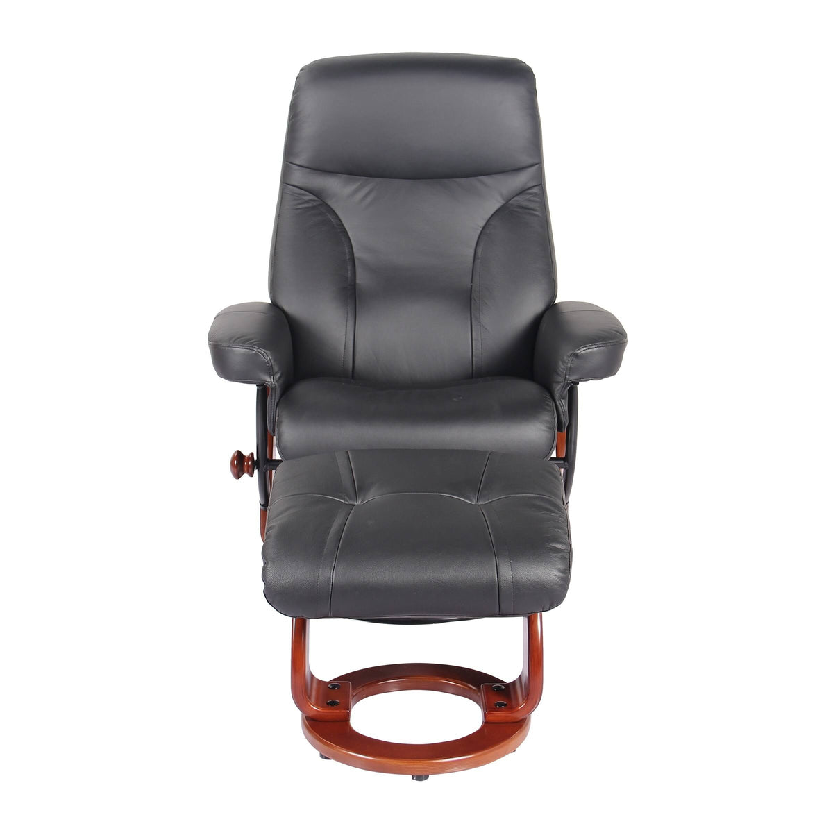 Taupe Leather Recliner and Ottoman R197075