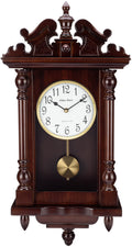 Antique Vintage Wall Clock with Real Wood, Swinging Pendulum, 22" Large S687