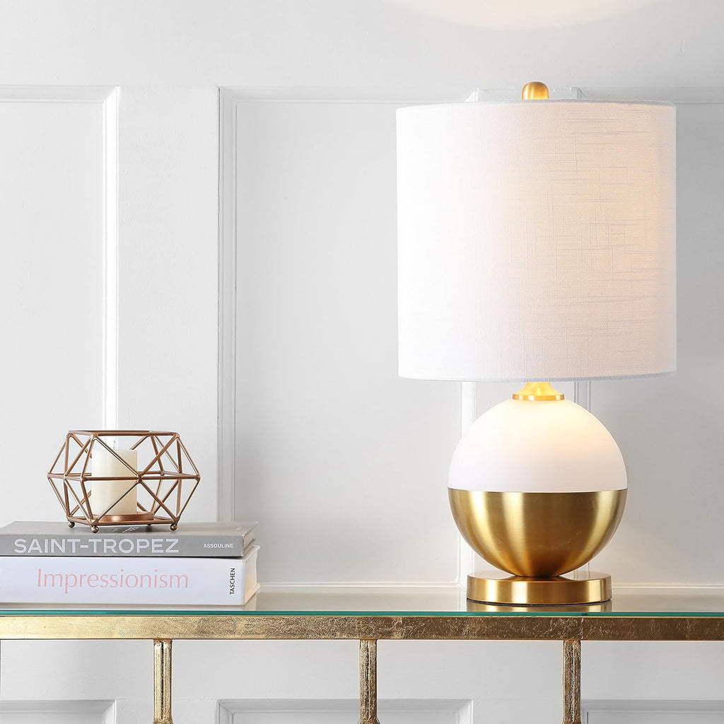 White/Brass Ceramic/Metal LED Table Lamp T117762