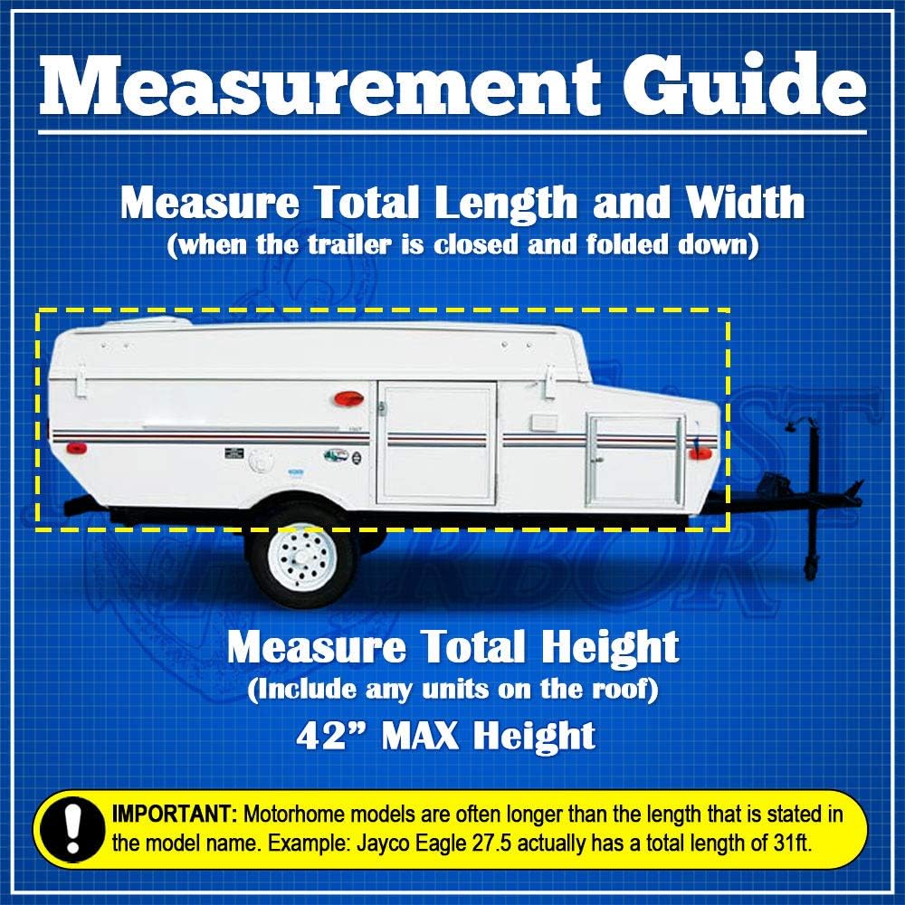 Waterproof Folding Camping Travel Trailer Storage Cover, 300D Polyester, Fits Length 16'-18', Gray F485