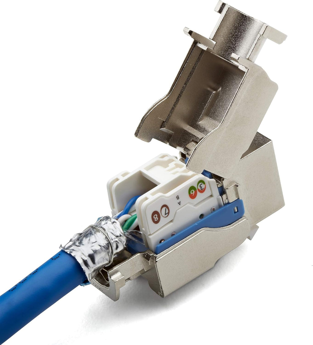 Cat6A Toolless Shielded Keystone Jack, RJ45 Female, 12 Pack B9656