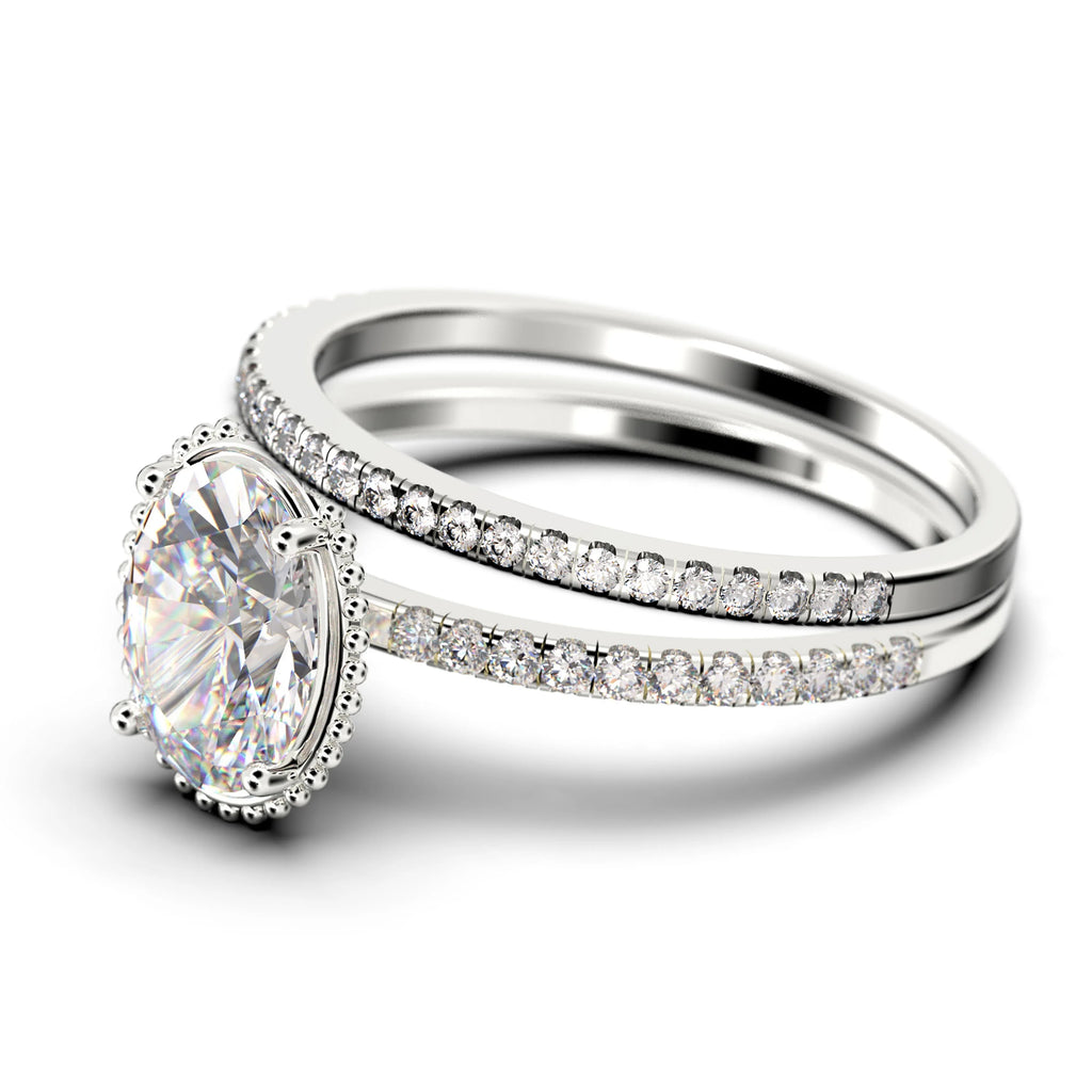 2.00 Carat Oval Cut Diamond Moissanite Engagement Ring in 925 Sterling Silver With 18k White Gold Plating A59053
