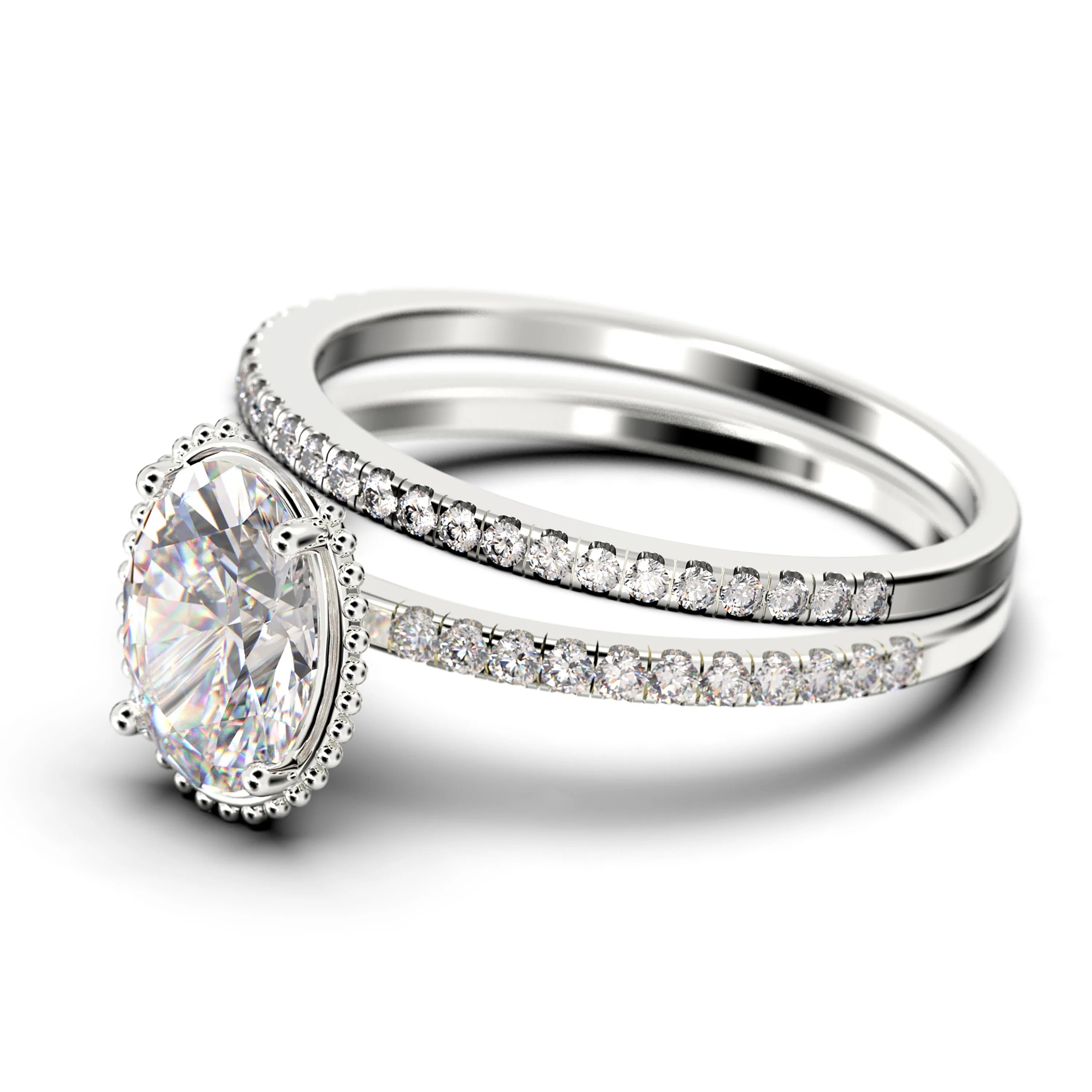2.00 Carat Oval Cut Diamond Moissanite Engagement Ring in 925 Sterling Silver With 18k White Gold Plating A59053