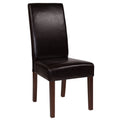 Brown LeatherSoft Parsons Chair with Mahogany Legs I80098