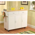 White Wood Top Kitchen Cart V825