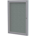 1-Door Satin Aluminum Frame Enclosed Fabric Bulletin Board - Gray Z8117