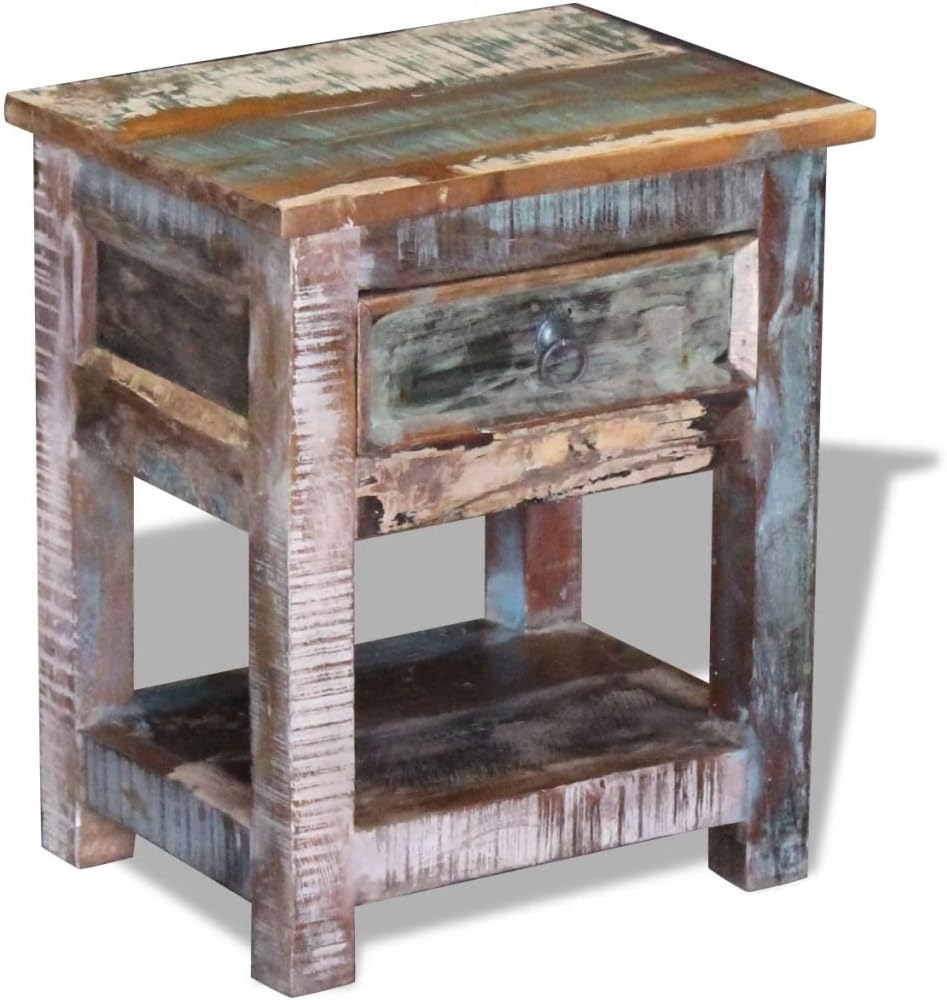 Solid Reclaimed Wood Side End Table with 1 Drawer V567700