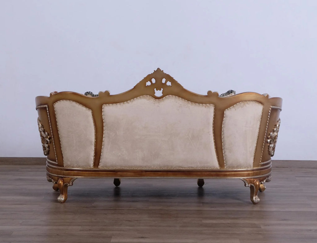 Black & Gold Wood Trim Loveseat A71766