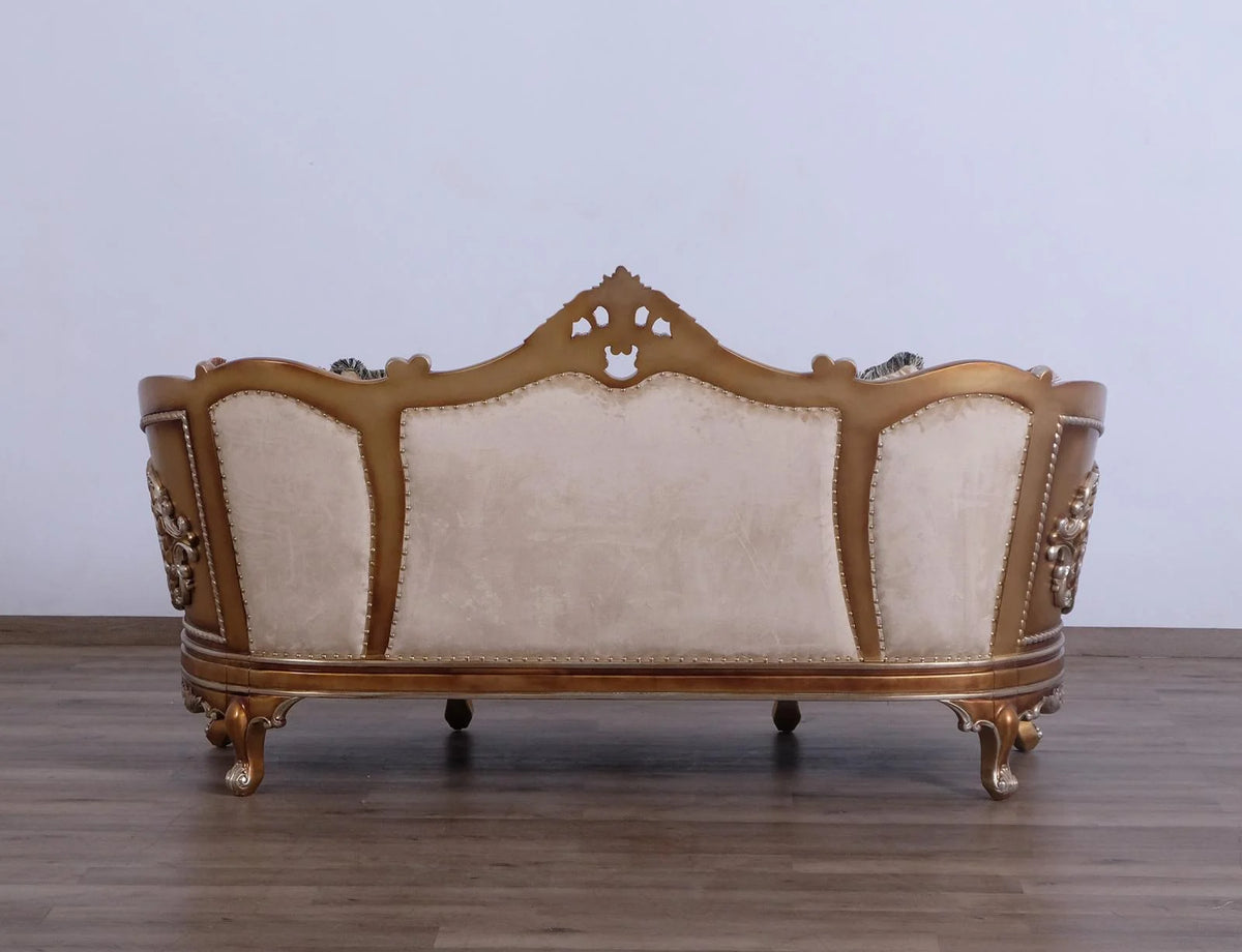 Black & Gold Wood Trim Loveseat A71766