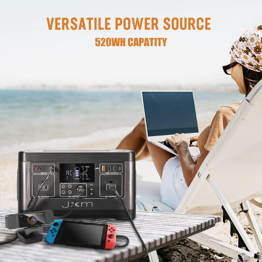 Portable Power Station 519Wh 500W Pure Sine Wave AC Outlet 12V DC X31838