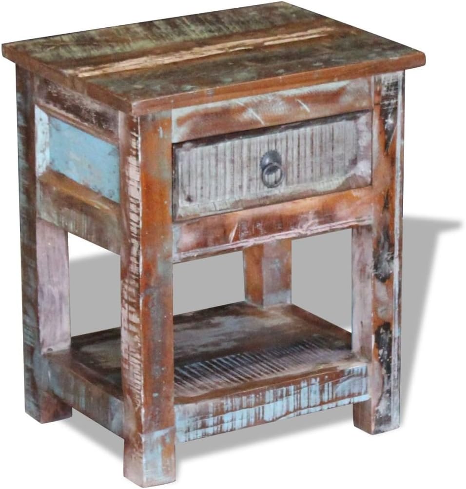 Solid Reclaimed Wood Side End Table with 1 Drawer V567700