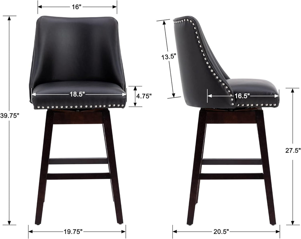 27 inch PU Leather Swivel Barstools with Wood Legs Q264365
