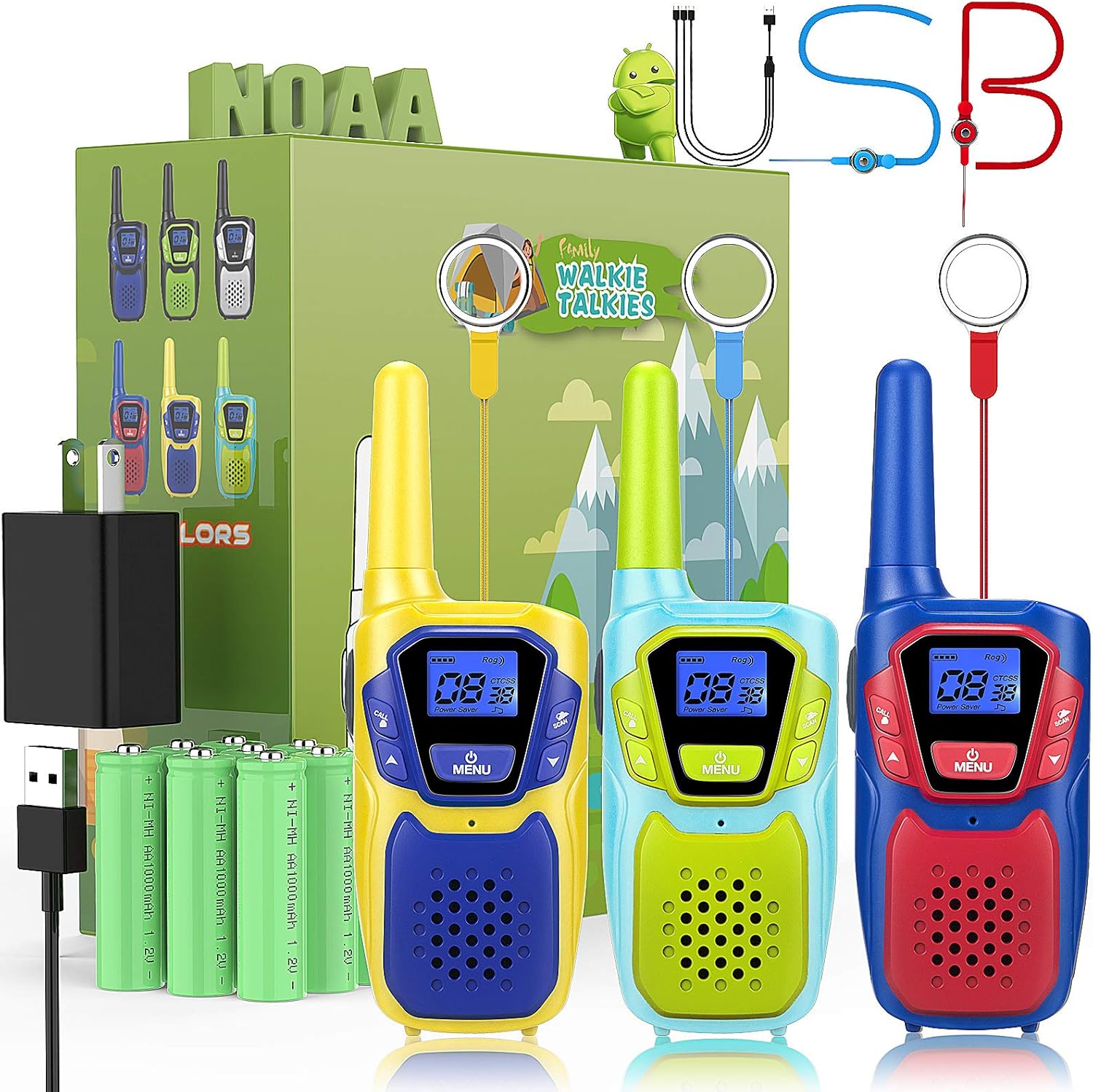3 Walkie Talkies Rechargeable with Charger, Pack of 2 B880541