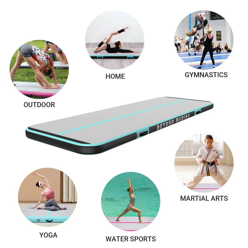 C-Green 13ft 4in Inflatable Air Tumble Track Gymnastics Tumbling Mat with Electric Air Pump H677