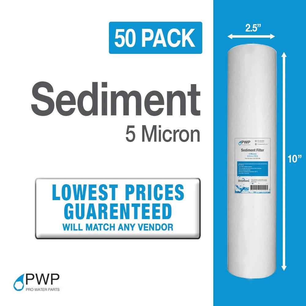 50 Pack 5 Micron 10 x 2.5 Sediment Water Filter Cartridges H713