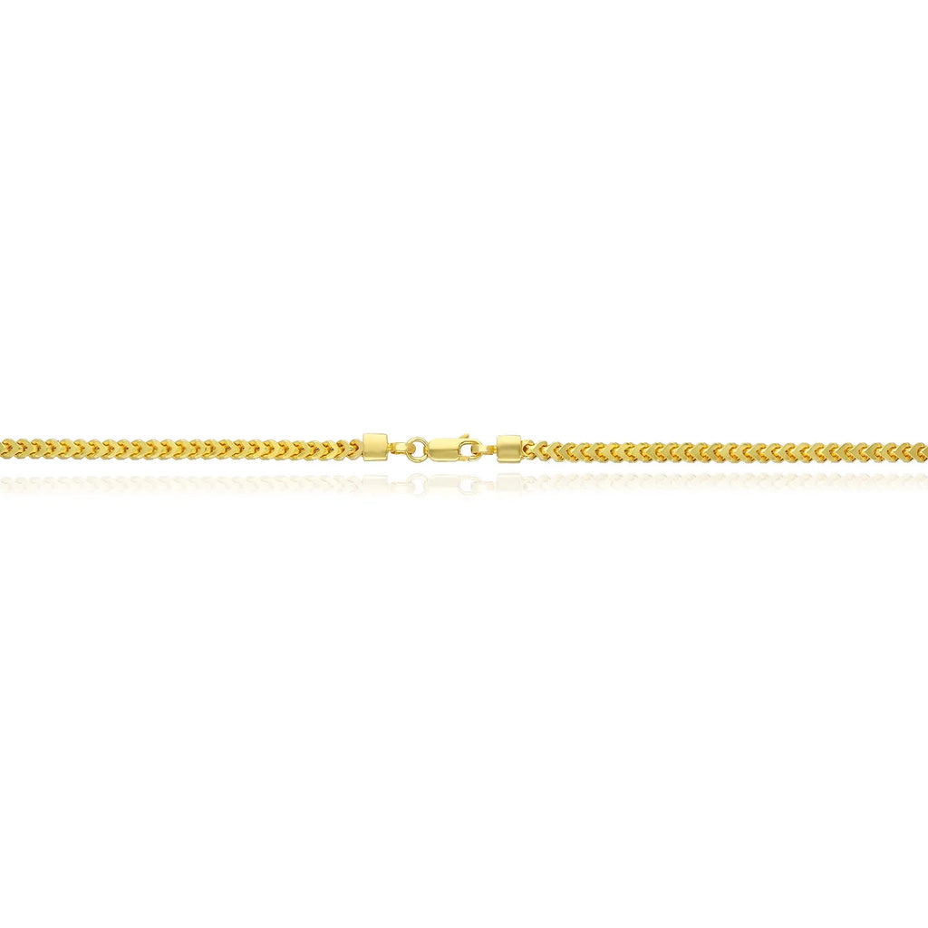 18K Gold Over Silver Hollow Franco Chain Necklace 20"-30" P666