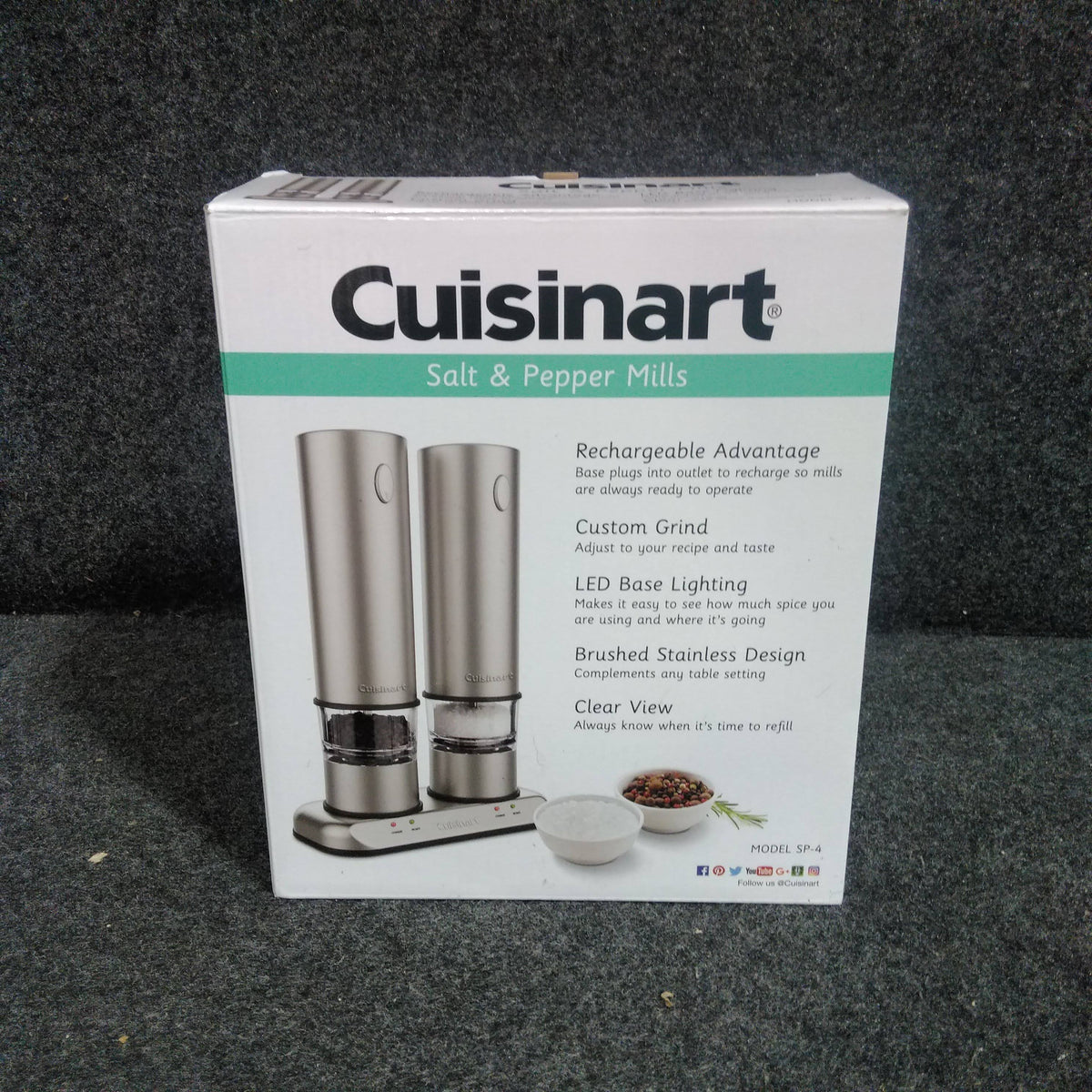 Brushed Stainless Steel Electric Salt & Pepper Mill Set E75939
