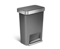 Gray 11.9 Gal Rectangular Plastic Steel Trash Can with Flip Lid and Foot Pedal M7432