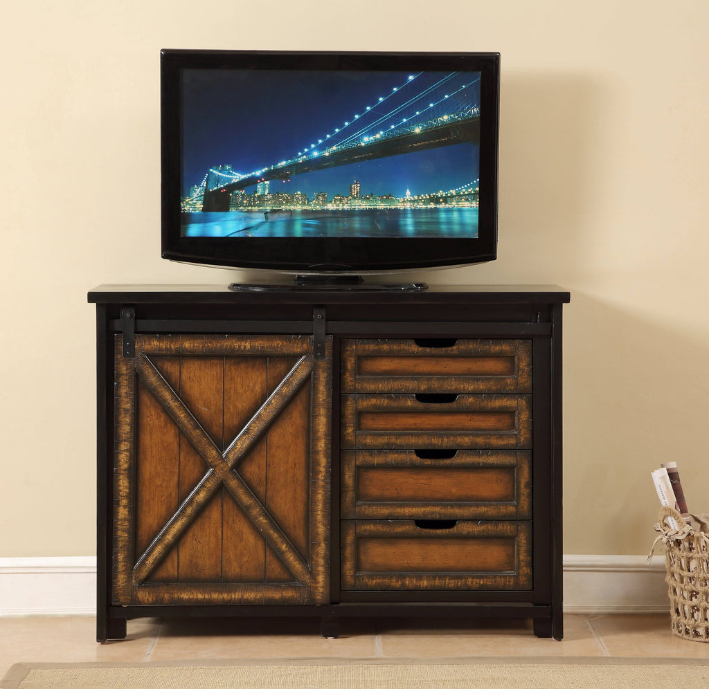 Four Drawer One Sliding Door Media Cabinet B951