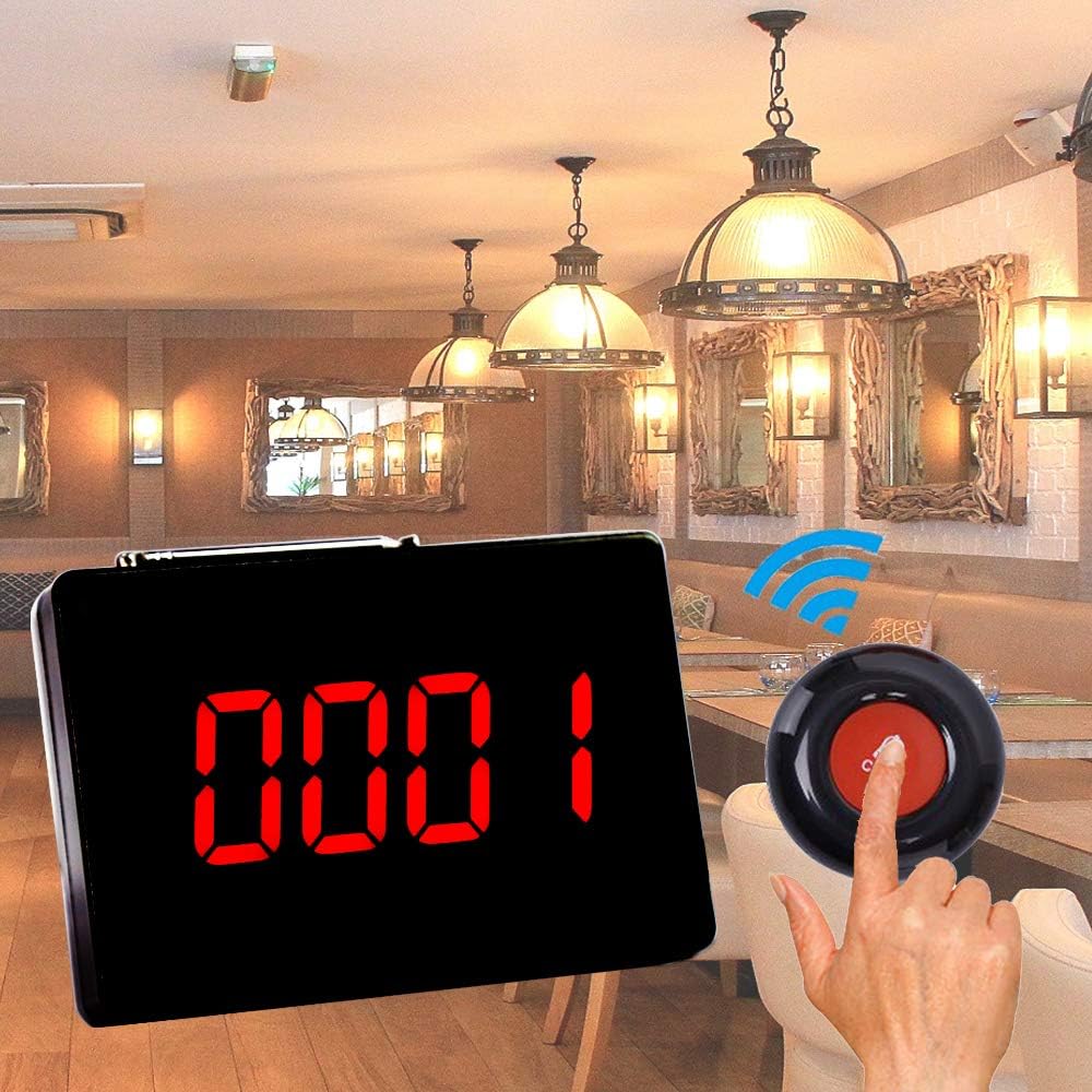 Wireless Calling System with 10 PCS Waterproof Call Buttons and 1 PC Display Receiver I544