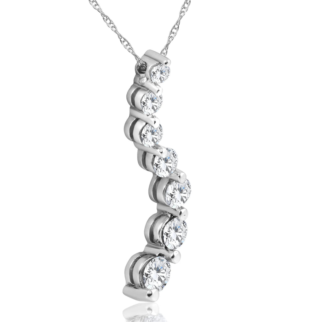 1ct Diamond Journey Pendant 14K White Gold R25017
