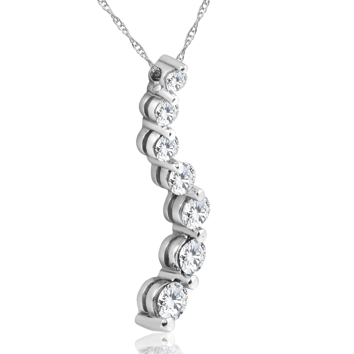 1ct Diamond Journey Pendant 14K White Gold R25017