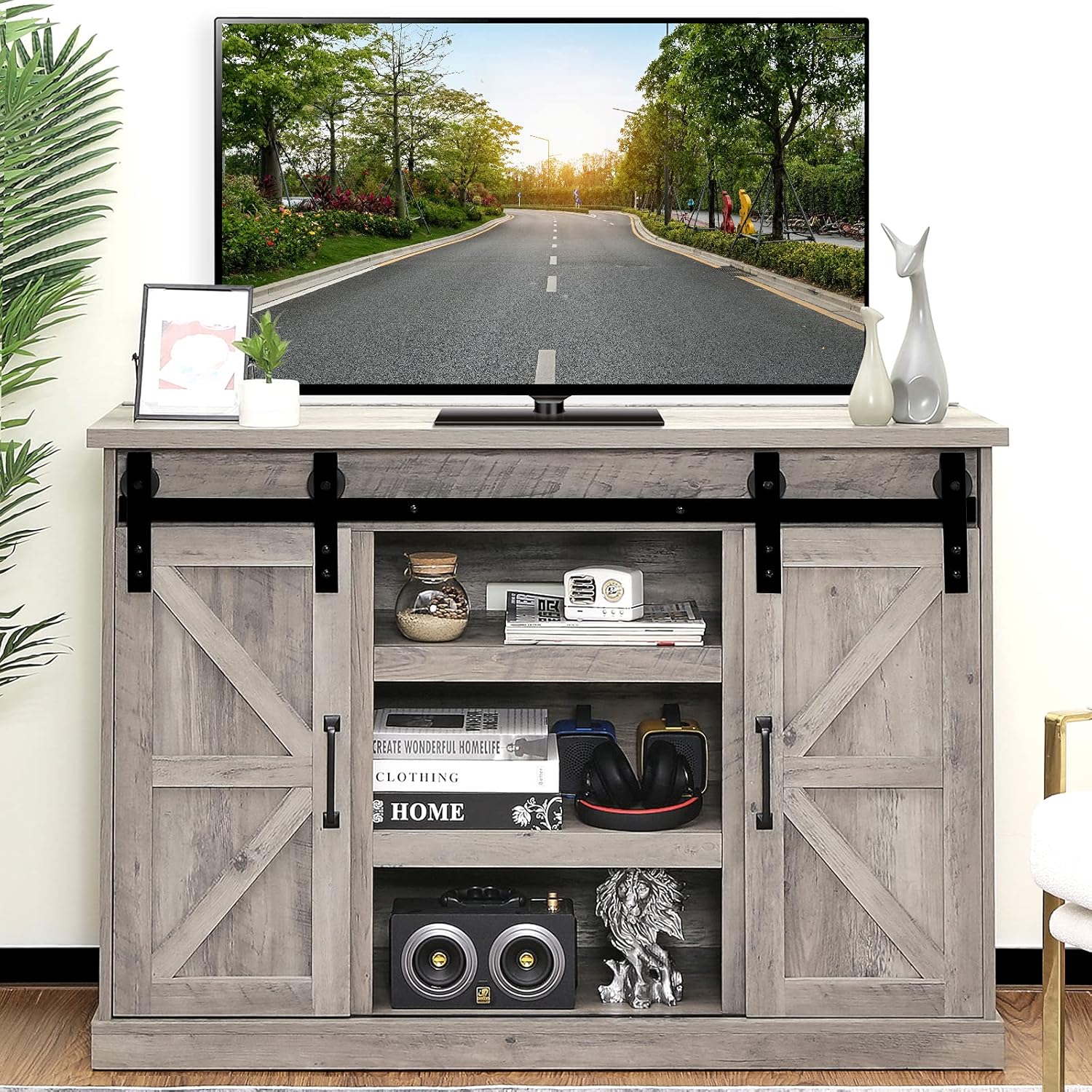 Espresso Sliding Barn Door TV Stand U885356